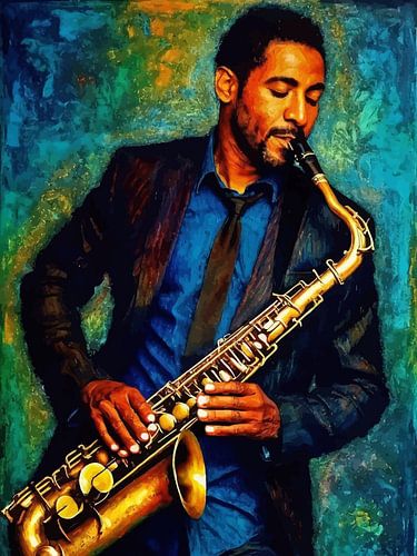 Man die Saxofoon speelt Abstracte Kunst