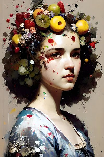 Fruit girl 17th century by Gert-Jan Siesling