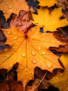 Herfstblad in de regen V2 van drdigitaldesign