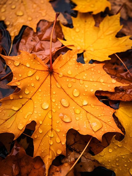 Herfstblad in de regen V2 van drdigitaldesign