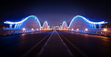 Dubai-Brücke in Phillips-LED-Farbbeleuchtung von Rudolfo Dalamicio