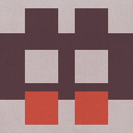 Op Bauhaus geïnspireerd geometrisch abstract in retro kleuren van Dina Dankers