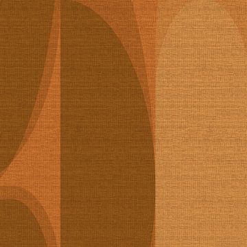 Retro abstract geometrisch in warme kleuren op linnen nr. 1 van Dina Dankers