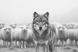 Wolf und Schafe von Poster Art Shop
