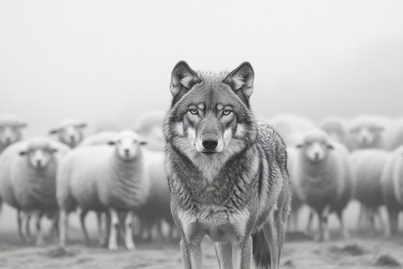 Wolf and sheep by Poster Art Shop