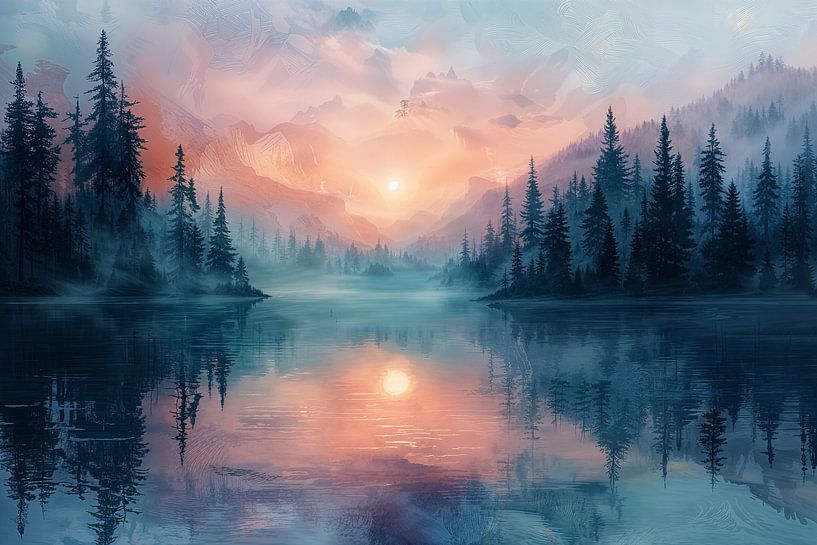 Moderne Landschaftsmalerei | Malerei Natur Landschaft von AiArtLand