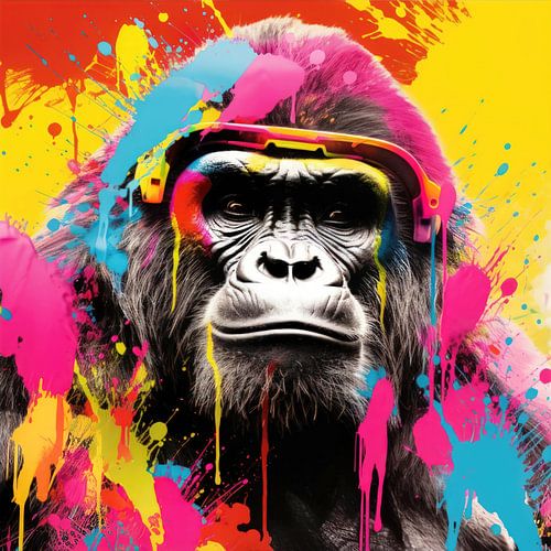 Kleurrijke pop-art gorilla