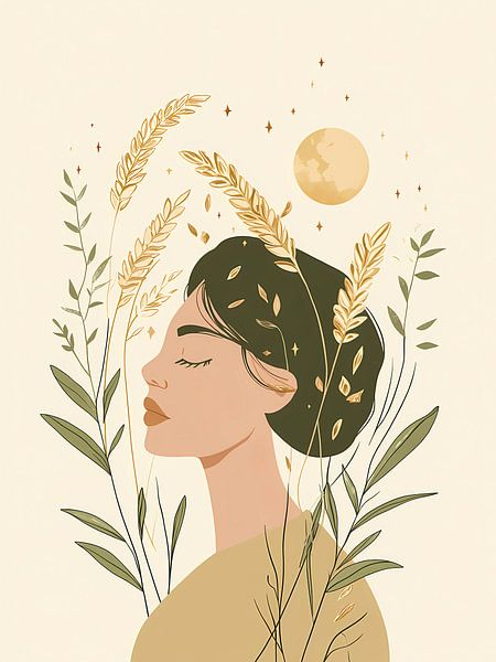 Boho-Frau mit Wildblumen von haroulita