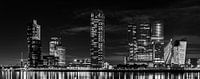 Kop van Zuid bij nacht panorama zwart wit van ABPhotography thumbnail