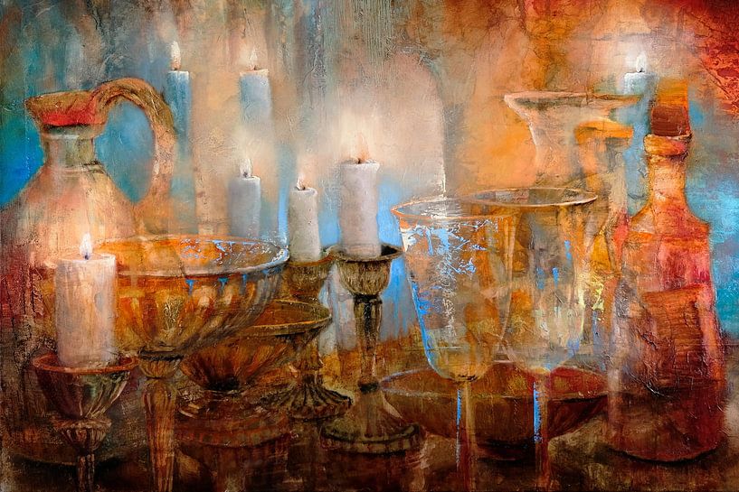 Stillleben mit sieben Kerzen von Annette Schmucker