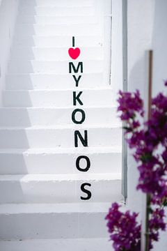 I love Mykonos | Art print Griekenland | Kleurrijke reisfotografie van HelloHappylife