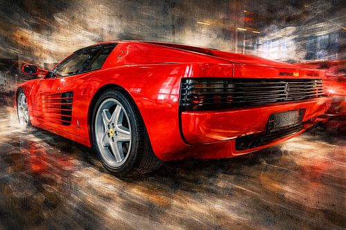 Stedelijke abstracte bewerkingsstijl met oldtimer