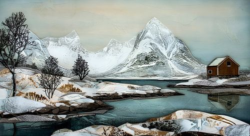 Lofoten Fjord in de winter