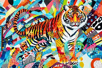 Kleurrijke tijger in abstract kunst van Art & Soul Creations