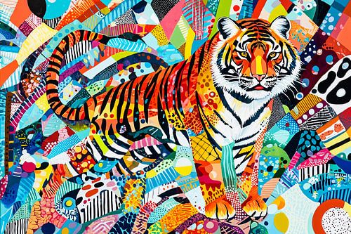 Kleurrijke tijger in abstract kunst