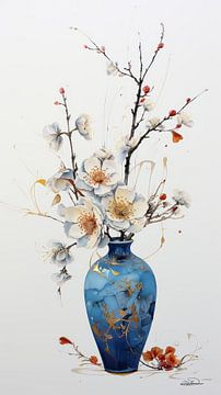 Trockenblumen in einer Kintsugi-Vase von Gelissen Artworks