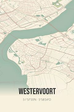 Vintage landkaart van Westervoort (Gelderland) van Rezona
