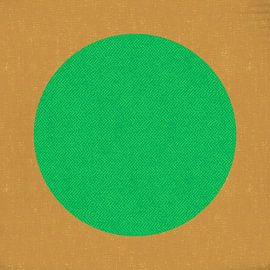 Neon art. Colorful minimalist geometric abstract in neon green and ocher by Dina Dankers