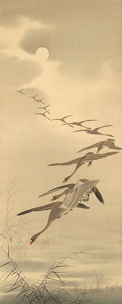 Flock of Geese and Moon, Ohara Koson by Masterful Masters
