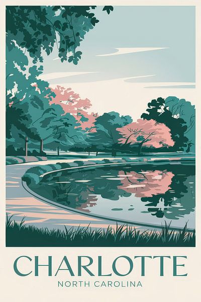 Charlotte, North Carolina Vintage Travel Poster von Poster Art Shop