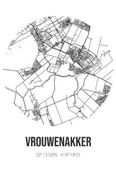 Vrouwenakker (Süd-Holland) | Karte | Schwarz-Weiß von Rezona