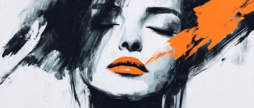 Artistieke kleurexplosie op het gezicht van een vrouw van Poster Art Shop