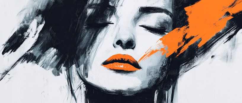 Kunstvolle Farbexplosion im Gesicht einer Frau von Poster Art Shop