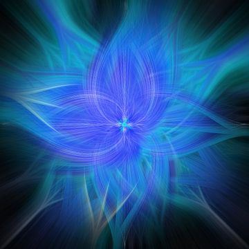 Flower of light. Abstract geometric colorful art in blue by Dina Dankers