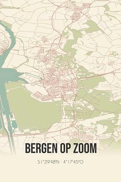 Vintage landkaart van Bergen op Zoom (Noord-Brabant) van MijnStadsPoster