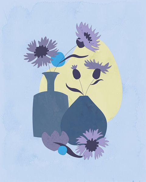 Minimalistisch stilleven met korenbloemen