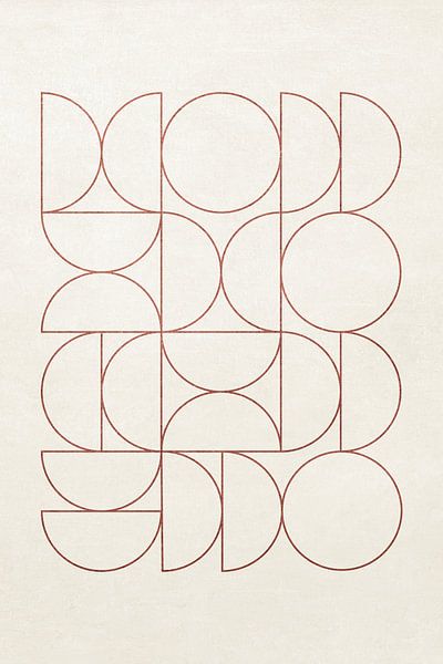 Bauhaus-contour van halve cirkels van Apolo Prints