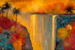 Wasserfall im goldenen Licht