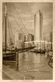 Vintage postcard Veerhaven and Zalmhaven Tower by Frans Blok - photos, art and other wall decoration
