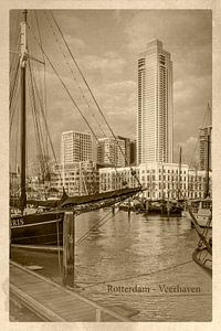 Vintage postcard Veerhaven and Zalmhaven Tower