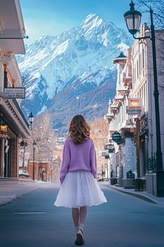 Girl with tulle skirt in mountain scenery by Poster Art Shop