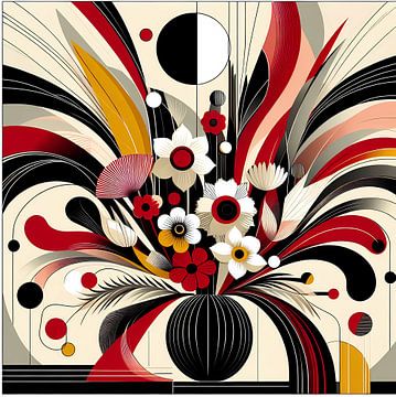 Vase avec fleurs art déco