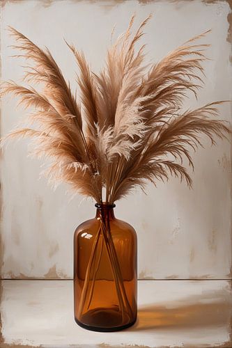 Pampasgras in amberkleurige vaas