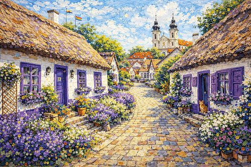 Tihany in Hongarije, een impressionistisch schilderij.