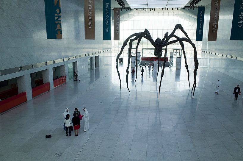 Spinne im Doha-Konferenzzentrum, Katar von Kees van Dun
