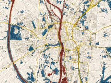 City map Maastricht | Midnight Gold | Red-Blue-Gold by Map Art Studio