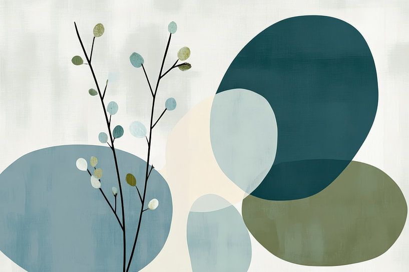 Botanische compositie in zachte kleuren van Poster Art Shop