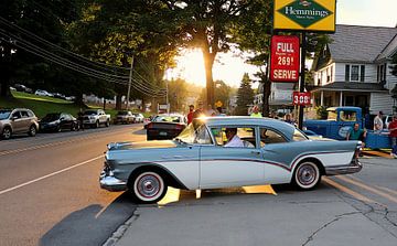 Oldtimer / Classic Car @ sunset  in Bennington, Vermont (1) van Kurt Vanvelk