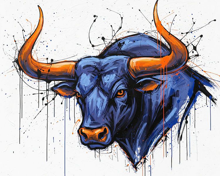 Painted Bull Head with Splatter Effects by Markus Gann