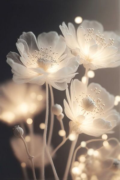 White Glowing Flowers by Treechild