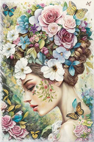 En het werd zomer. Tekening met bloemen.