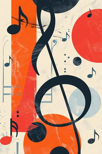 Abstract Muziekcompositie met G-sleutel