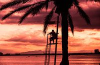 Beach watch at sunset 