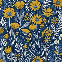 FLOWER MUSTARD BLUE