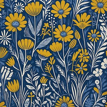 FLOWER MUSTARD BLUE by ub cy