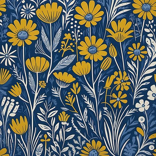 FLOWER MUSTARD BLUE